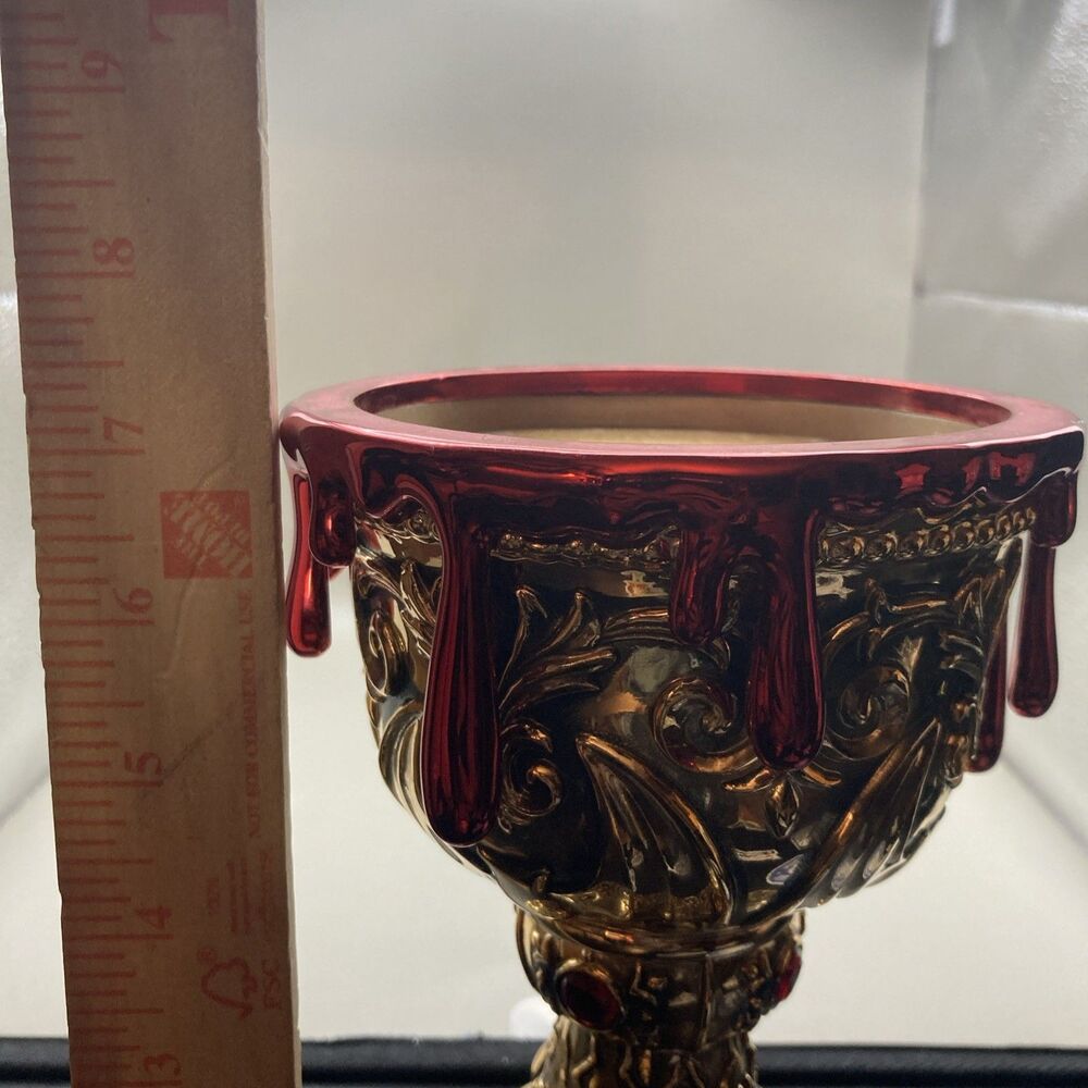 Bath and Body Works Gold Blood Drip Chalice 3 Wick Halloween Candle Holder 2023 - Picture 8 of 9